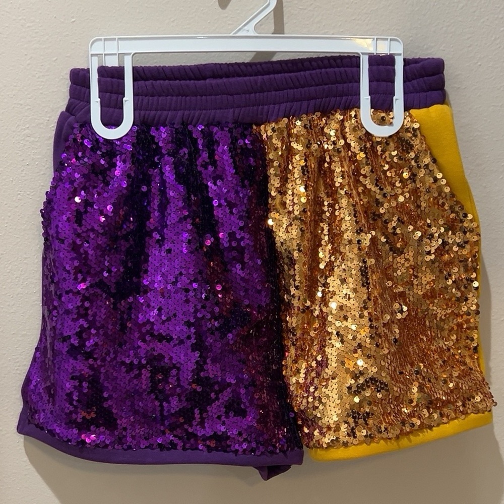 Mardi Gras 2025 Purple and Gold Sequin Shorts